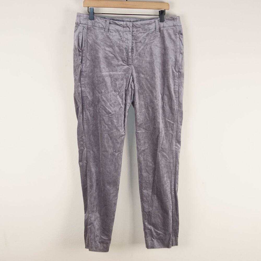 J Jill Gray Velvet Velour Slim Straight Ankle Gray Pants Womens Sz 10
